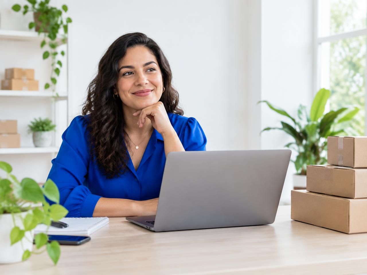 Empreendedora acompanhando as finanças do negócio